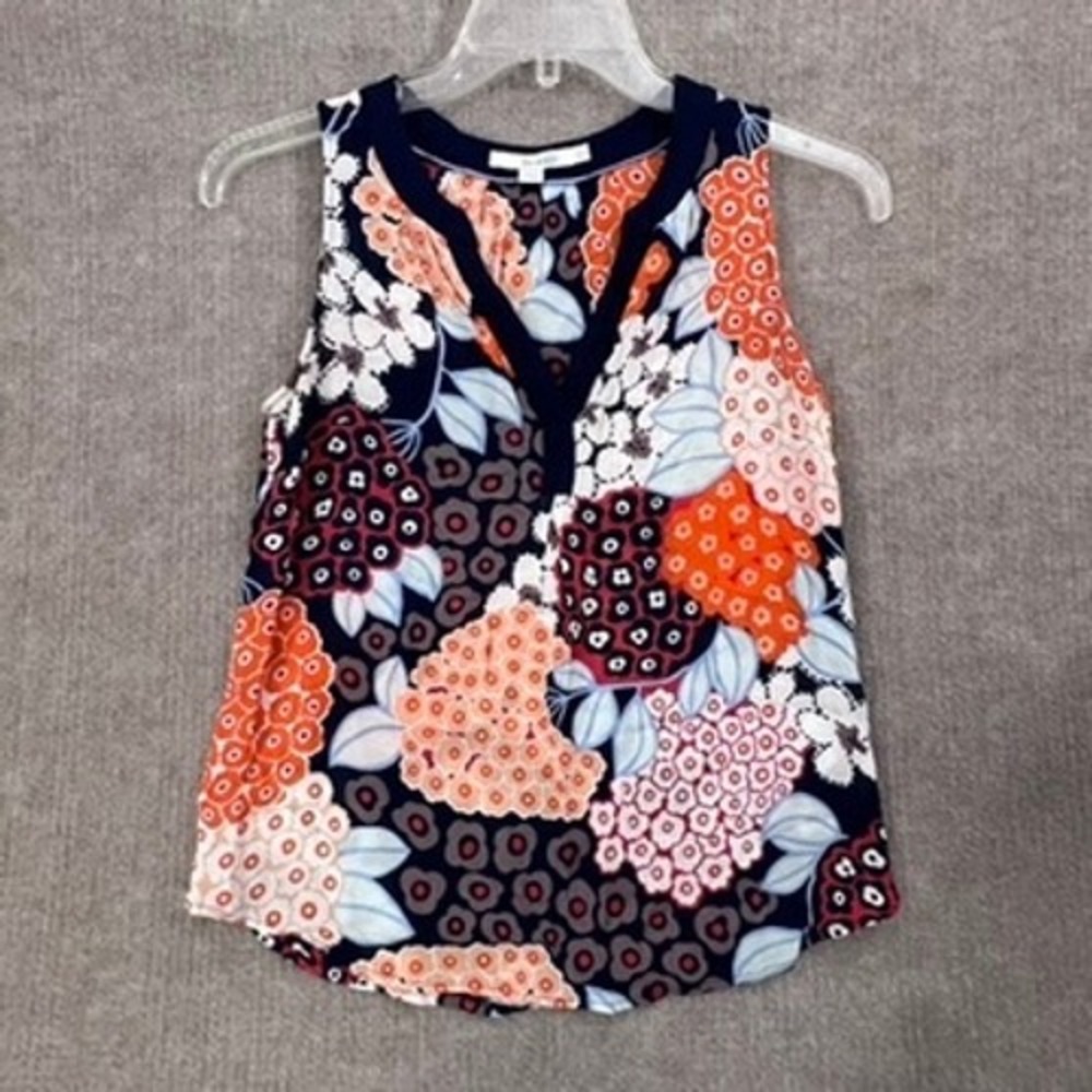 Boden Floral Print Sleeveless Blouse Top Navy Orange White US‎ 6 UK 10 Statement